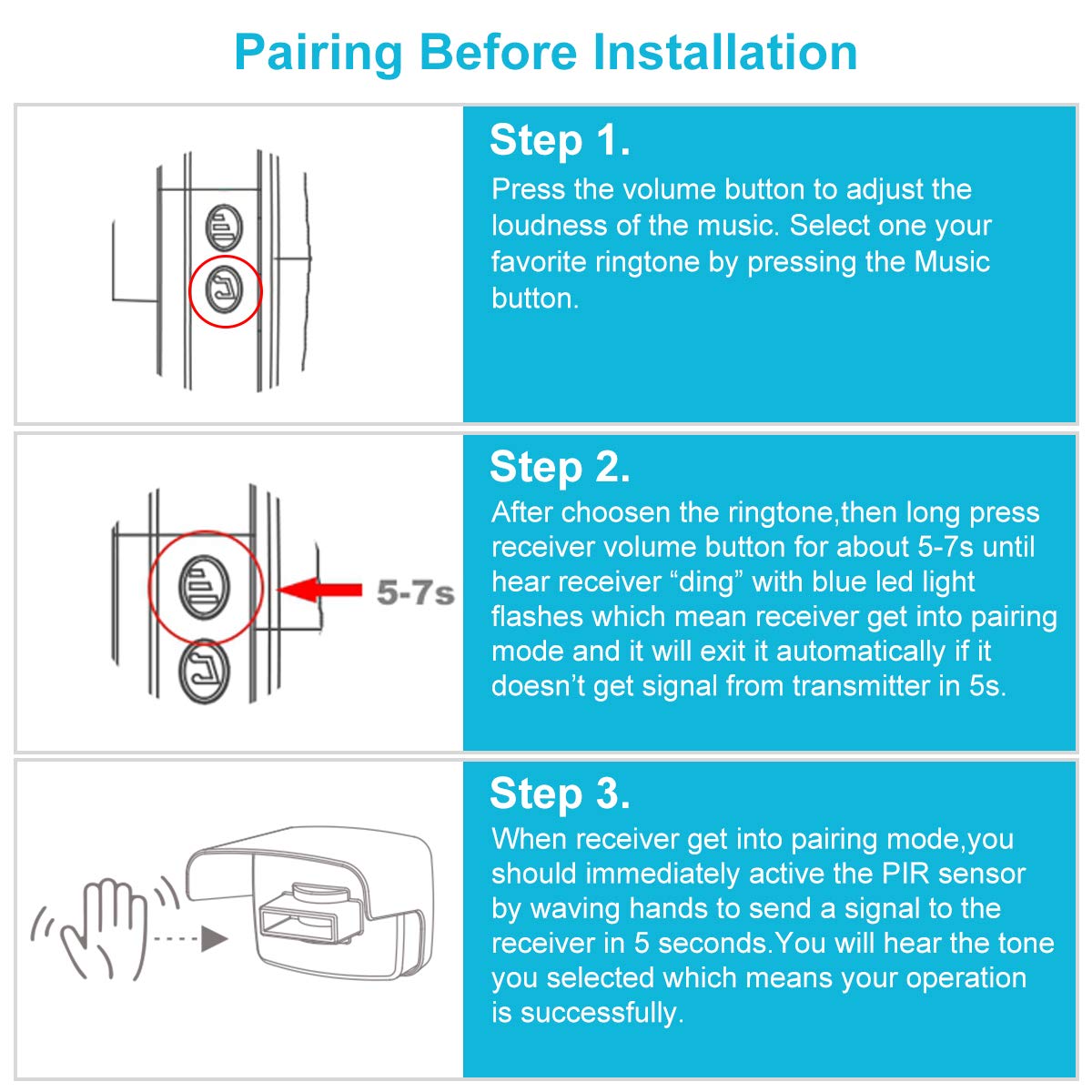 Driveway Sensor Wireless - Driveway Motion Detecor with 500ft Wireless Range,Driveway Motion Sensor Alarm Waterproof Motion Sensor & Detector for Home,Yard,Garage (1 Driveway Sensor + 1 Receiver)