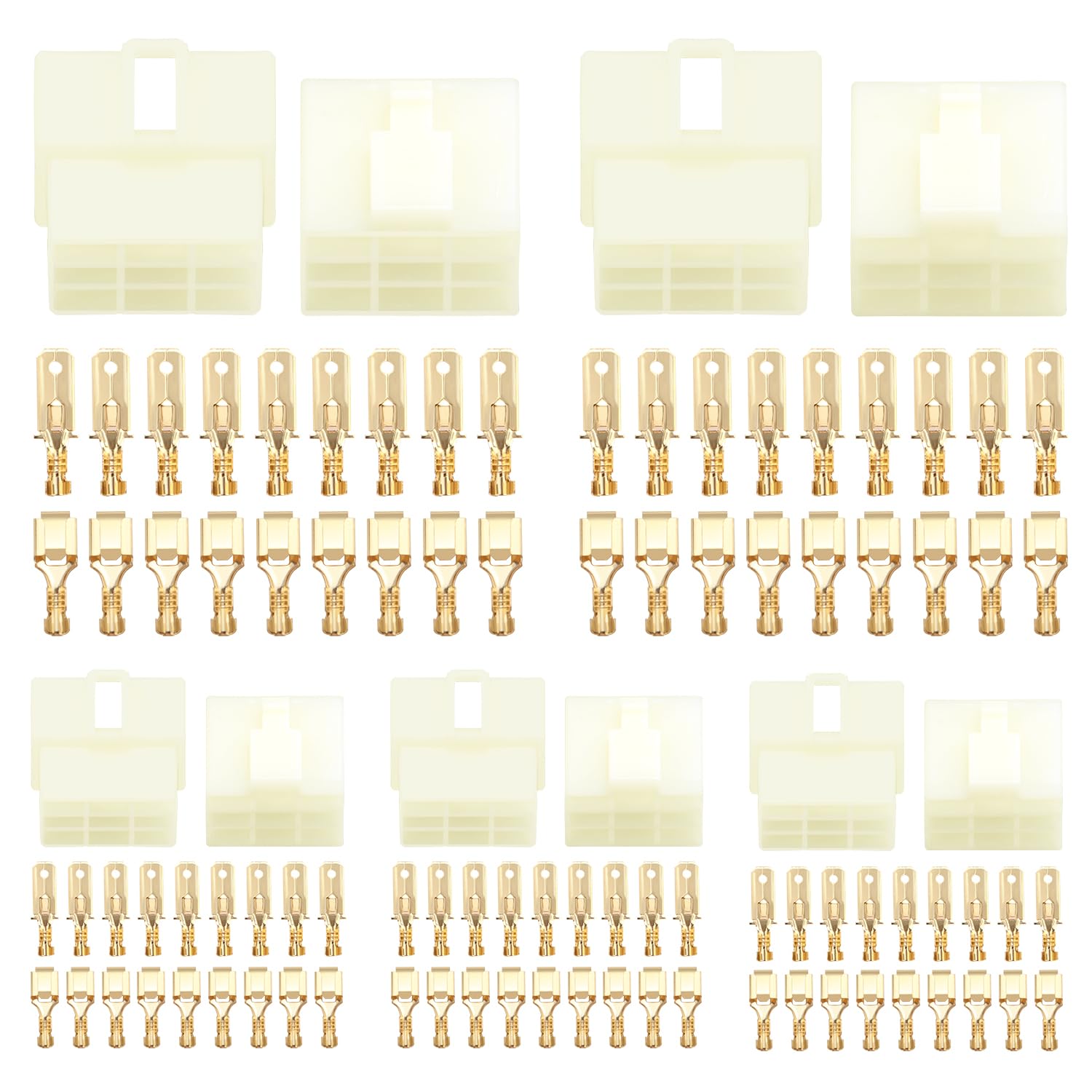 YIXISI 100 PCS 6.3mm 9 Pin Automotive Electrical Wire Connectors Kit, Male/Female Wire Connector Housing and Pin Header Crimp Wire Terminals, for Motorcycle, Bike, Car, Boats