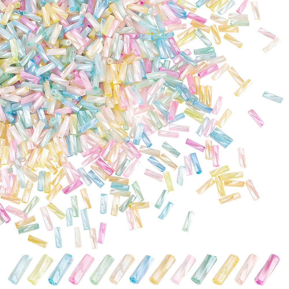 PH PandaHall 1560pcs Colorful Bugle Beads, 13 Colors Seed Beads 6~7x2mm Glass Long Tube Bead Craft Beads Loose Spacer Beads for DIY Earrings Bracelets Jewellery Making Sewing Projects