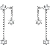 BriLove 925 Sterling Silver CZ Horoscope Zodiac 12 Constellation Astrology Ear Crawler Post Earrings Gift for Mom Women Mothers Day/Valentines Day/Birthday/Christmas/Anniversary