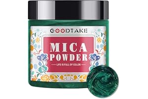 GOODTAKE Dark Green Mica Powder, Natural Mica Powders for Epoxy Resin, Eye Shadow, Car Paint, Dye, Soap Making, Nail Polish, Candle Making, Bath Bombs - Epoxy Resin Color Pigment (Dark Green, 2 oz)