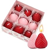 9Pcs Strawberry Shaped Scented Candle,Mini Soy Wax Candle,Cute Fruit Aroma Wax Decorative Candles for Birthday Party Bath Yoga Spa Aesthetic Wedding Gift Table(Red,Pink)