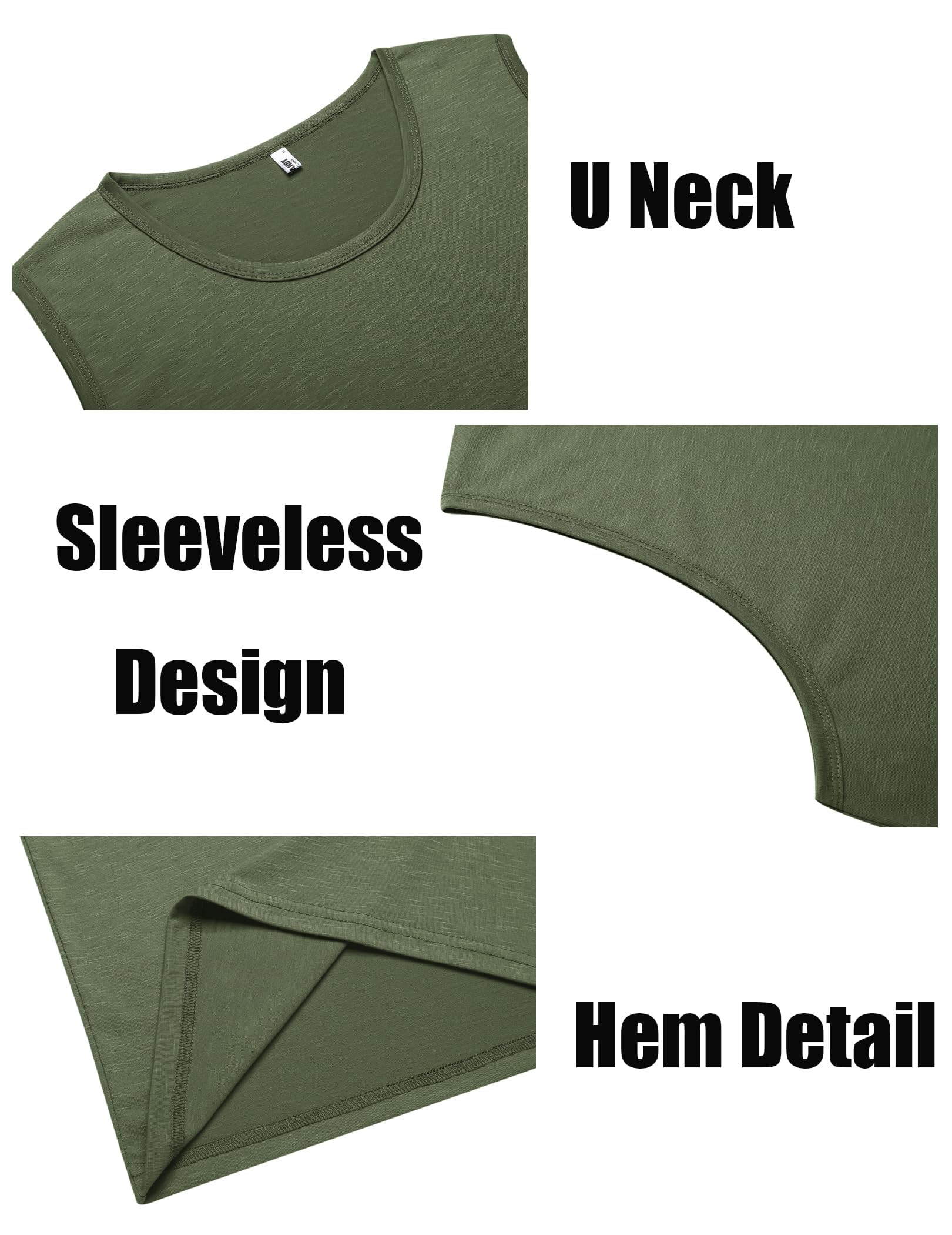 COOFANDY Herren Tank Top Ärmelloses Shirt Leicht Fitness Muskelshirt Schnelltrocknendes Gym Achselshirt Sleeveless Funktionsshirt für Männer Schwarz/Militärgrün (2 Stück) L 5