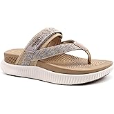 KuaiLu Womens Orthopedic Flip Flops With Arch Support Adjustable Thick Athletic Cushion Recovery Walking Sandals For Woman Ladies Fashion Comfortable Flip-Flop Slides, Water Resistant & Lightweight