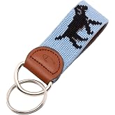 Huck Venture Leather Hand-Stitched Needlepoint Key Fob or Key Chain
