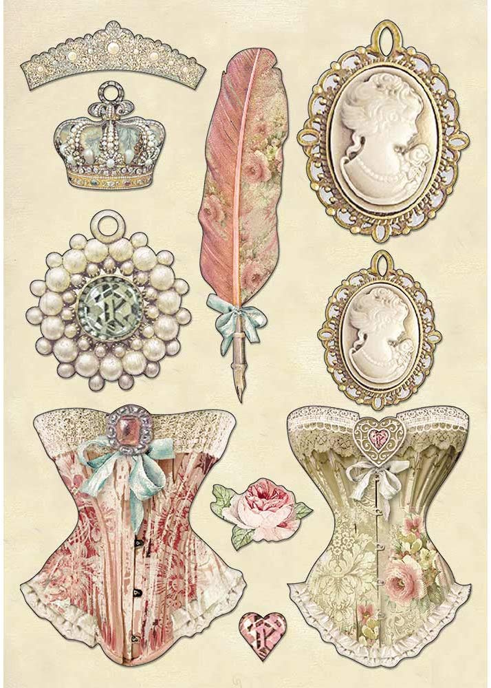 STAMPERIA INTL Stamperia Wooden Shapes-Princess's Jewellery, Wood, Mutli Coloured, A5