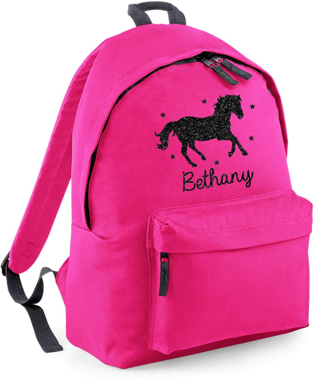 Personalised Girls Horse Glitter Backpack Kids Riding School Bag