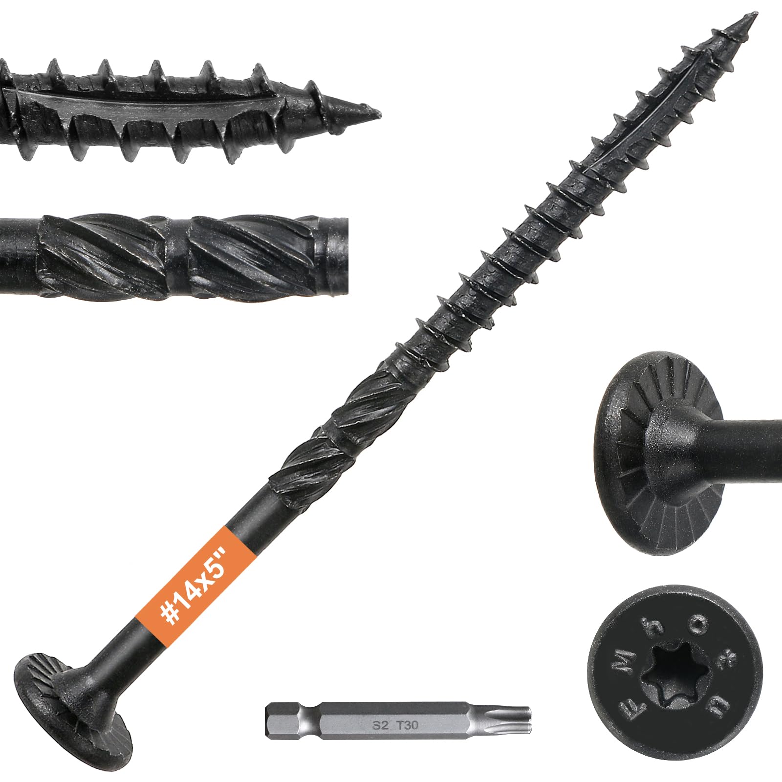 Photo 1 of #14 x 5 Wood Structural Lag Screws 300Pcs Star Drive Decking Screws, Rust Resistant Timber Screws for Timber/Log/Landscaping Wood