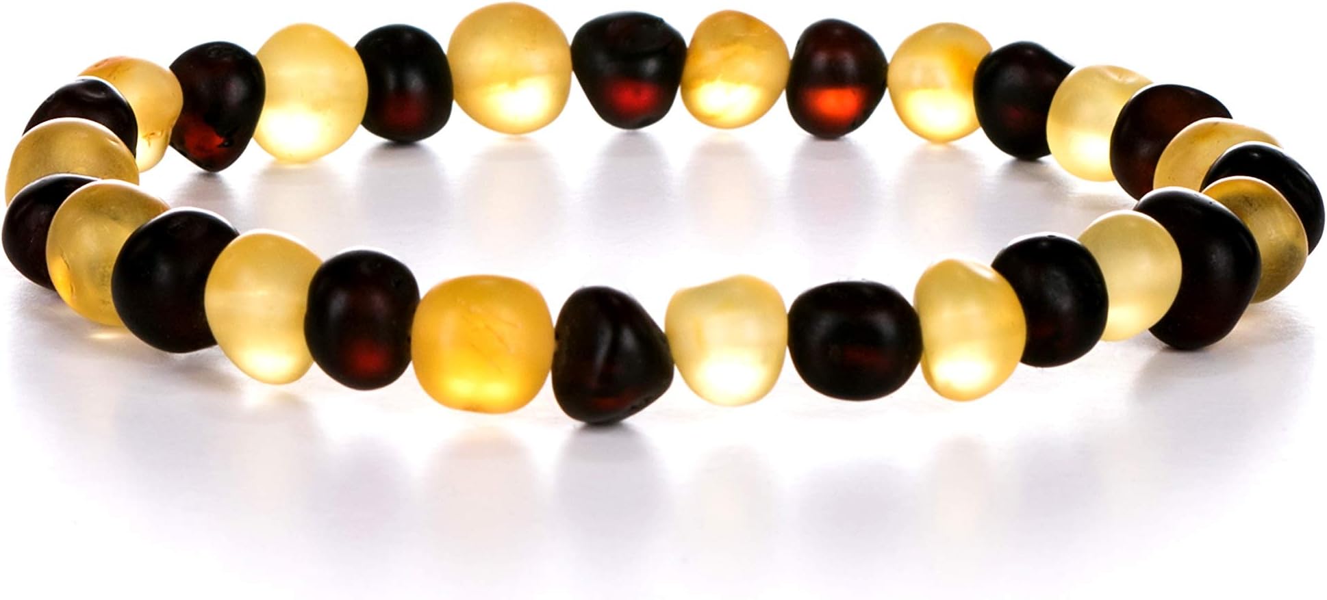 Sponsored Ad - AMBERAGE Natural Baltic Amber Bracelet for Adults (Women/Men) - Hand made From Raw-Unpolished/Certified Baltic Amber Beads(6 Colors)