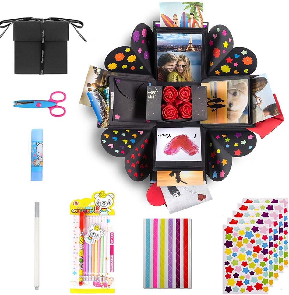 Viccess Explosion Photo Box Diy Photo Album Scrapbooking Gift Box Valentines Gift Box Surprise Box Gift Photo Box Gift for Valentines Day Wedding Birthday