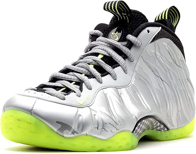 Amazon Com Nike Mens Air Foamposite One Prm Metallic Silver Volt Black Synthetic Basketball