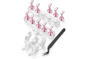 HOMTOP Nail Stand Set for Nail Art Practice & Display - Complete Acrylic Nail Holder Kit with Bonus Tweezers & Double-Sided Tape, False Nail & Press On Nail Practice Stand for Home DIY, Salon Use