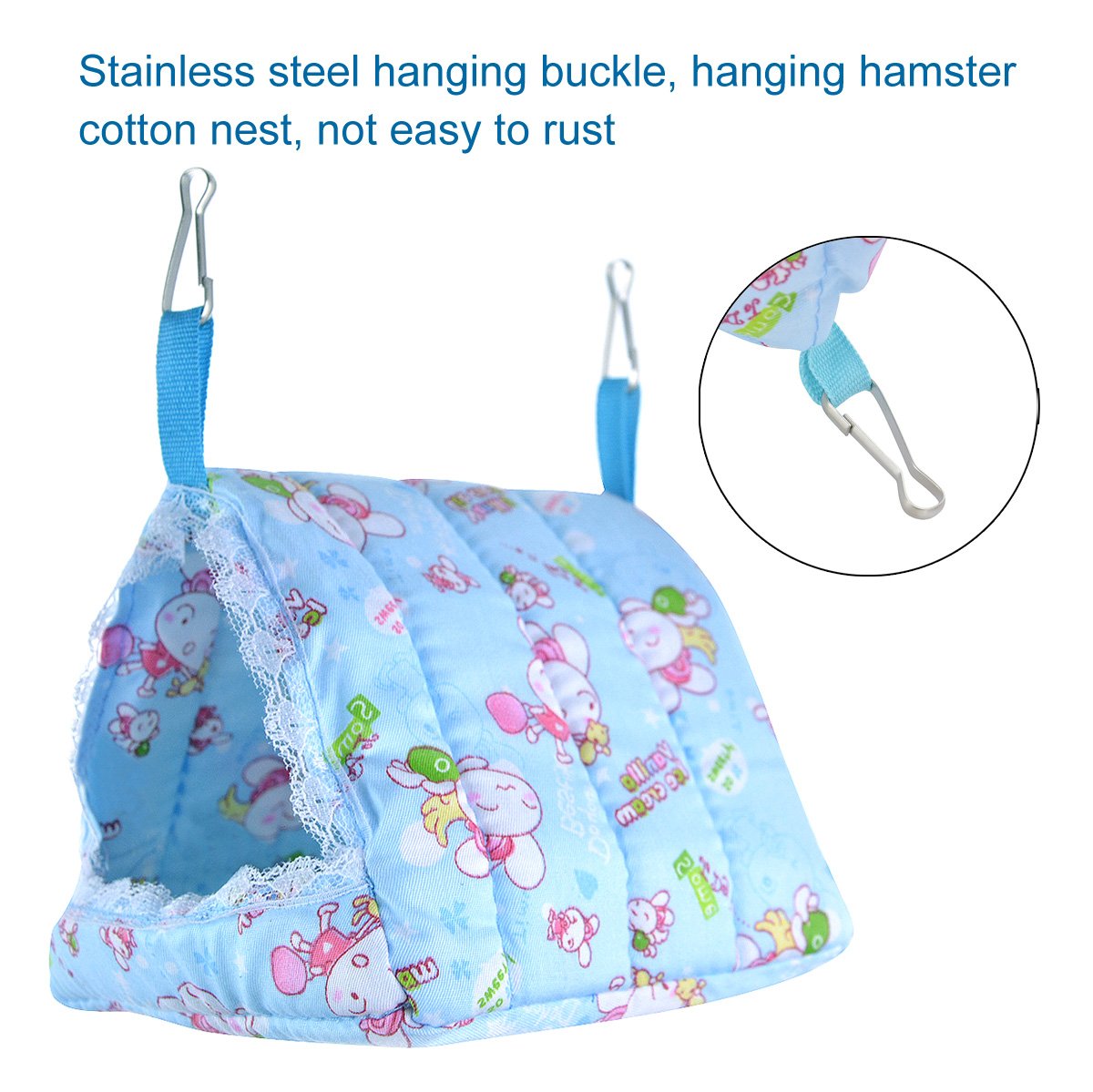 Hamster Bed Small Animal Cage Supplies Hammock House Hideout Pet Tent (Blue, Triangle Tent)
