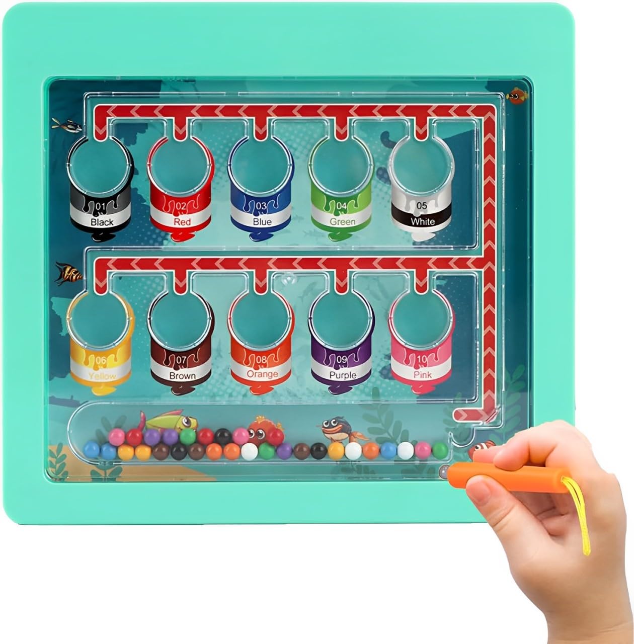 ARROMI Magnetic Maze Colour Sorting Toy for Toddlers - Fine Motor Skills and Math Learning Game for 4 Year Old Boys and Girls