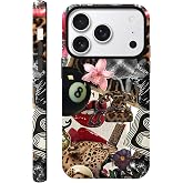 Cinysnt Cute Cheetah Collage Phone Case for iPhone 17 Pro Max 6.9" | Aesthetic Leopard Flower Collage Pattern Design Matte Cover Shockproof Slim Soft TPU Hard PC Protection Girls Women Funda