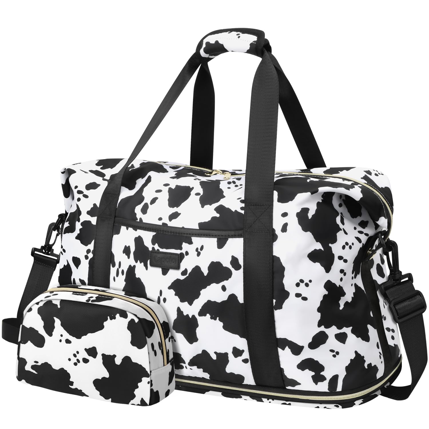 Photo 1 of Expandable Travel Duffle Bag, Waterproof Weekender Overnight Bags for Women Men Hospital Bag for Women Labor Delivery Carry on Bag with Toiletry Bag for Travel Gym Airplanes(Cow Print, X-Large)