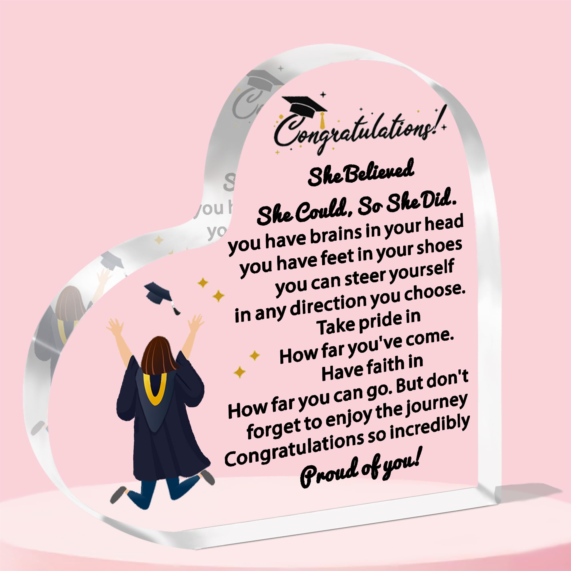 JETTOP Graduation Gift for Her 2026 Acrylic Plaque Exam Gifts Inspirational Graduation Gift, High School Graduate Gifts