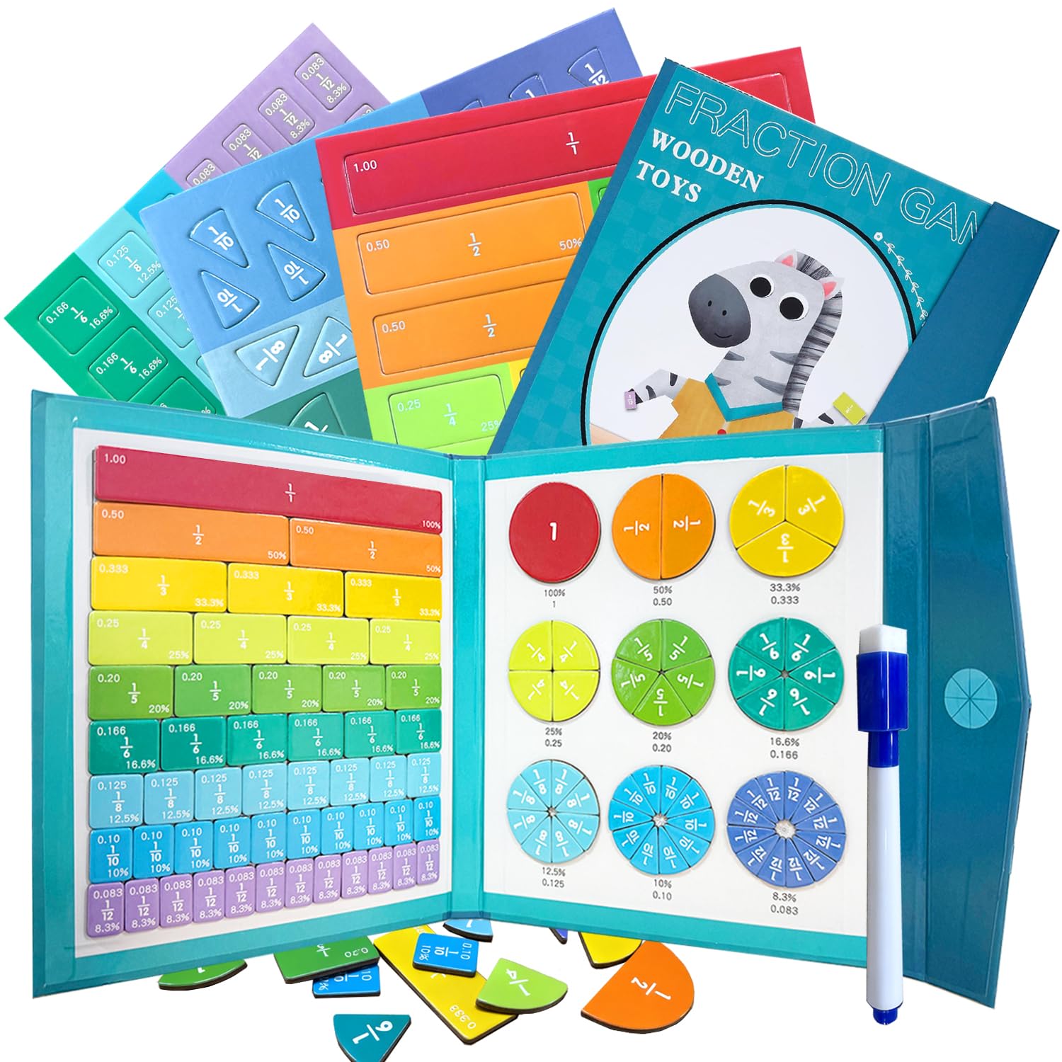 Photo 1 of 2026 New Magnetic Fraction Demonstration Book, Magnetic Fraction Tiles & Fraction Circles Set, Fraction Magnets for Teaching, A Hands-On Visual Fraction Learning Set