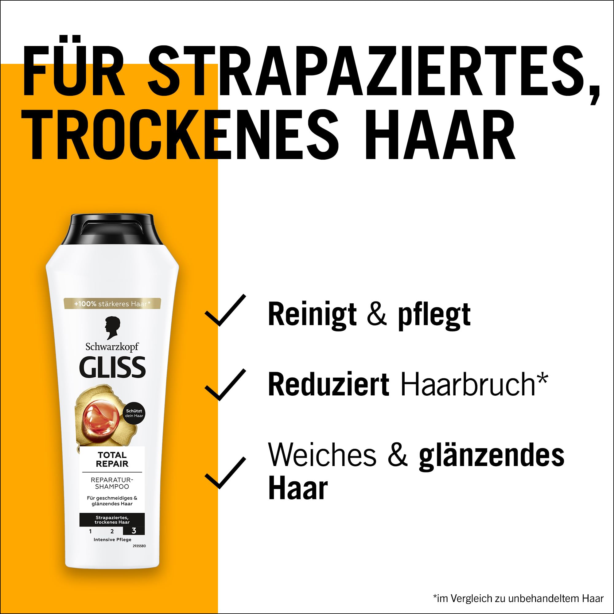 Gliss Shampoo Total Repair (250 ml), Haarshampoo mit flüssigem Keratin & Blüten-Nektar, Pflegeshampoo für trockenes und geschädigtes Haar reduziert Haarbruch 4