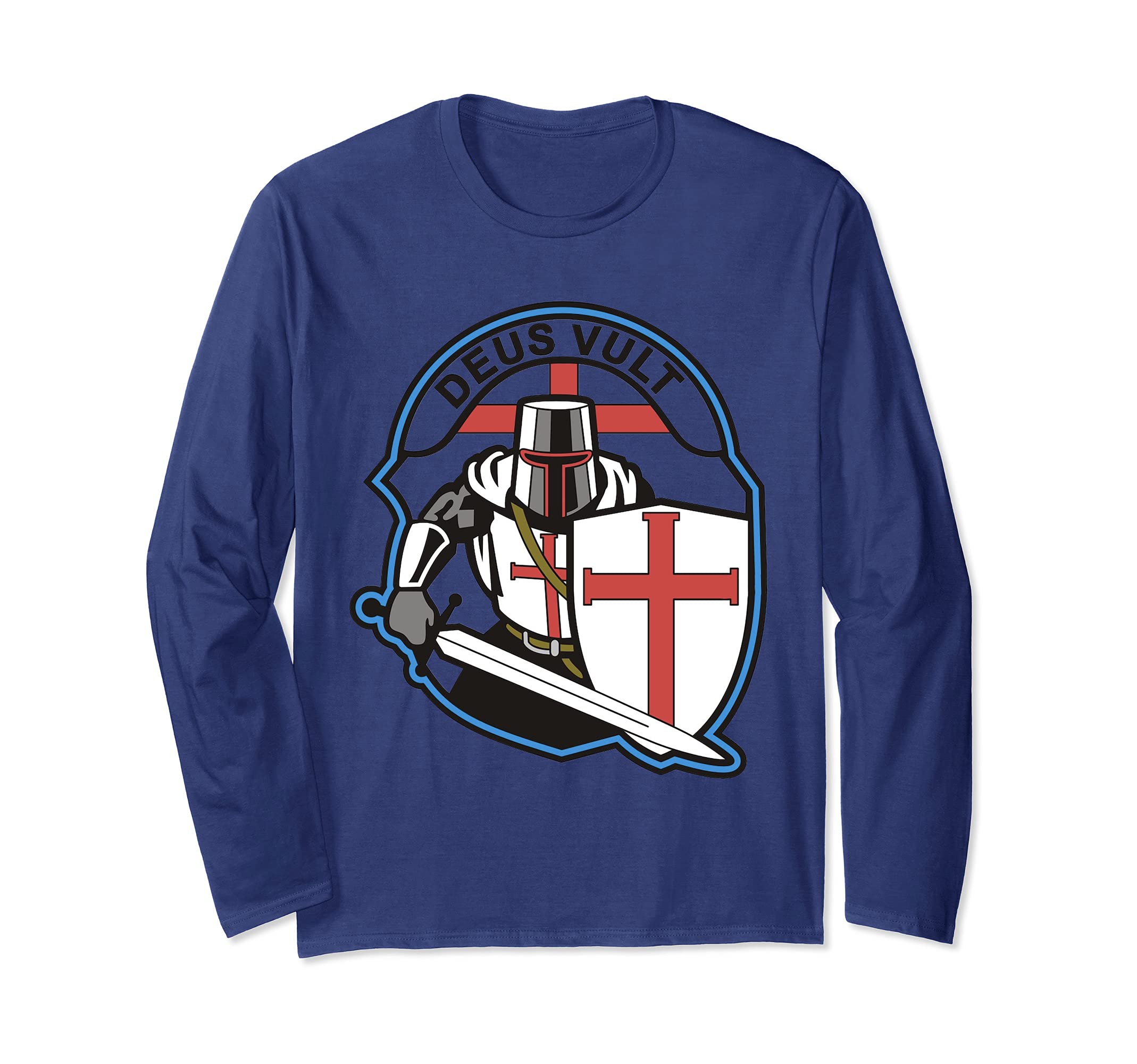 DEUS VULT Knights Templar Crusader Airsoft Paintball Long Sleeve T-Shirt