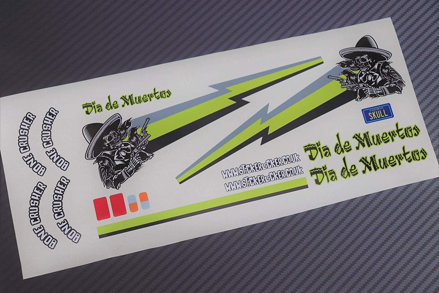 Mexican Skull theme vinyl stickers to fit Tamiya Lunch Box inc. Tyre Decals