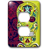 3dRose Green Sugar Skull With Purple Reflection 2 plug outlet cover