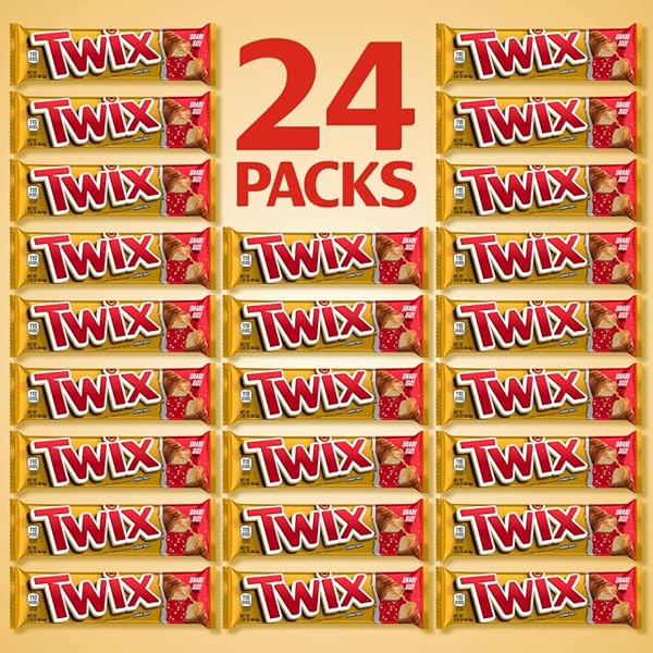 TWIX CARAMEL CHOCOLATE COOKIE CANDY BARS, BULK CANDY PACK, SHARE SIZE, 3.02 OZ BARS (PACK OF 24)