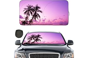 Gven Windshield Sun Shade, Car Shade Front Window Sunset-Yellow Style Sun Visor for Car Shield Blocks UV Rays Automotive Interior Sun Protection for Car Truck SUV