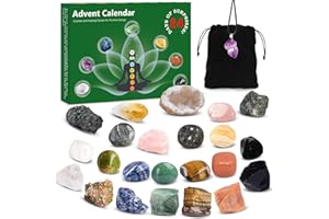 VEWICOKOP Crystals Advent Calendar 2025 Adults - 24 Day Christmas Countdown with Natural Chakra Rock & Healing Gemstone for Boys, Girls,Women, Spiritual Gift for Yoga, Meditation, Collection Journe