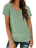 AUTOMET T Shirts Short Sleeve V Neck Tees Tops for