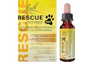 Bach RESCUE PET Dropper 10mL, For Dogs, Cats, and Pet Horses, Natural Flower Essence, Thunder, Fireworks and Travel