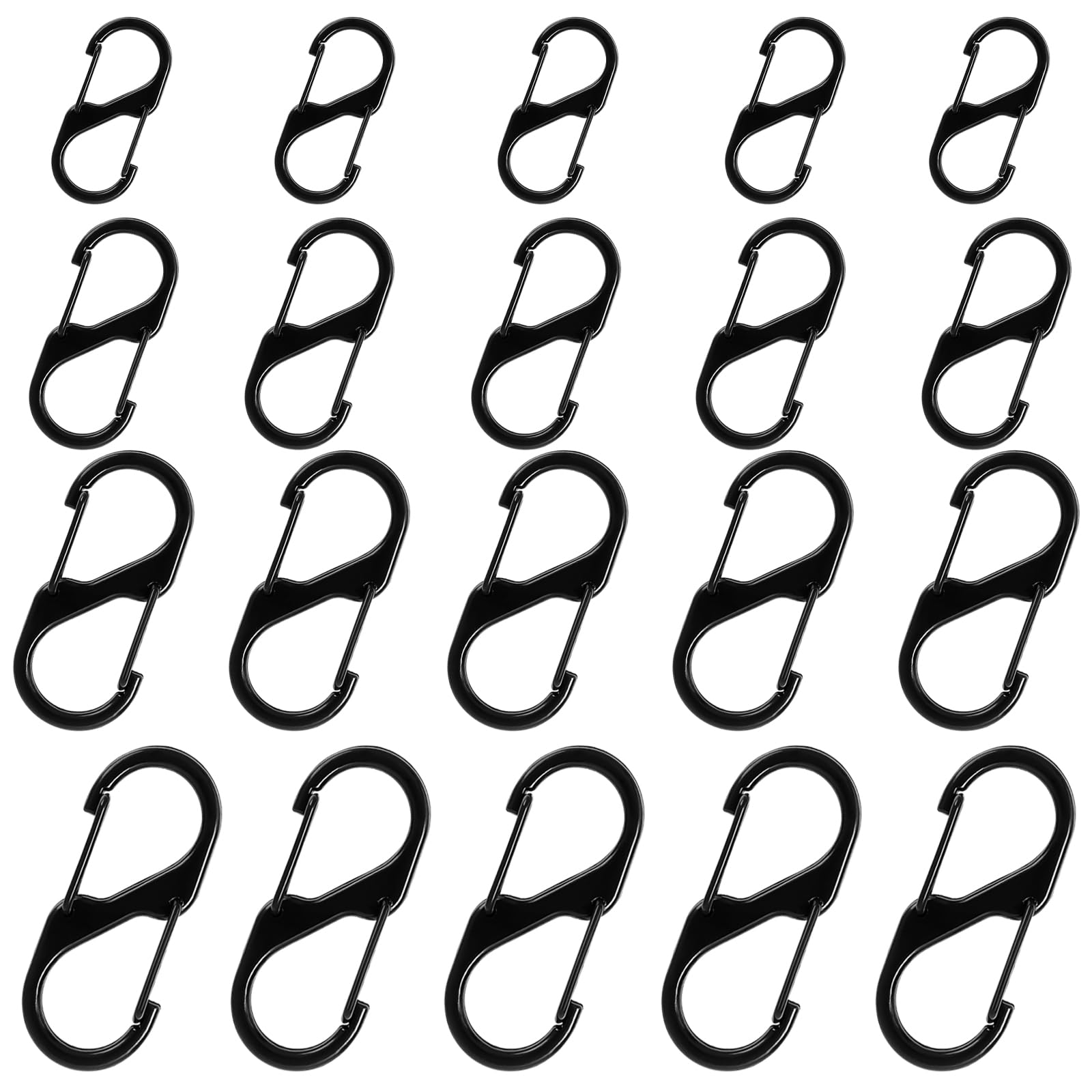 Doweve 20 Pcs Small Carabiner Clips, Dual Spring Keyring Clip, 4 Sizes Mini Carabiner, Carabiner Clip Small for Camping Outdoor