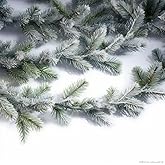 Snow Pine Garland Flocked Christmas Garland for Staircase Snowy Christmas Decorations Long Branches Pine Garland with Snow