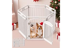 GUMISEAO Pet Playpen with Door Dog Foldable Puppy Playpen for Puppies and Small Dogs 6-Panels Easy Assemble Easy Storing for Indoor and Outdoor (6 Panels)