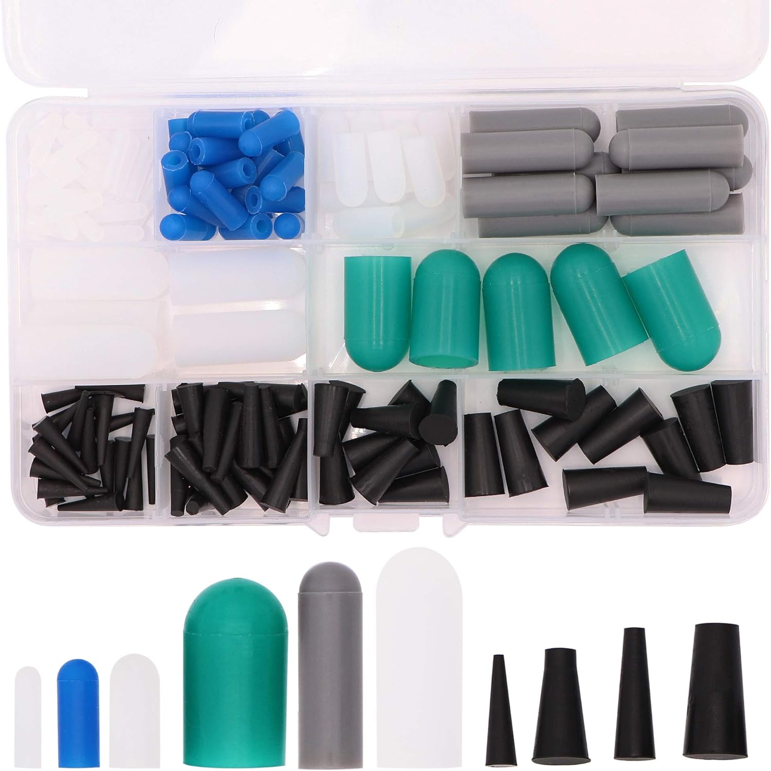 130pcs High Temp Silicone Rubber End Cap and Tapered Stopper Plug
