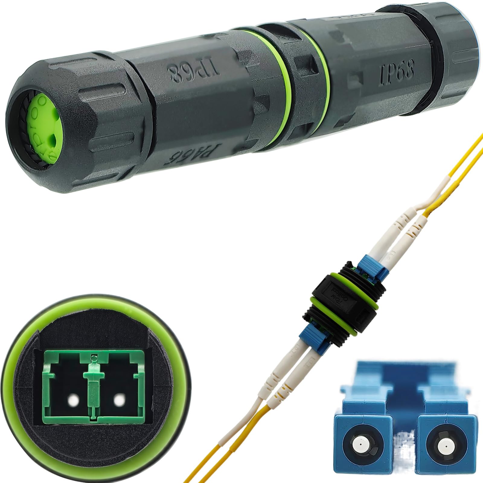 CTRICALVER LC Waterproof Fiber Optical Connector, IP68 Outdoor Waterproof Connector, LC to LC Duplex Fiber Optic Cable Couplers (1 Pcs)
