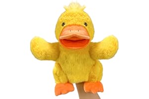 Okegztoa Hand Puppet s Duck Pupp ets,9"Realistic Stuffed Animal Puppe ts for Toddlers Duck Stuffed Puppets for Kids with Movable Mouth,Duck Animal Hand Puppets for Adults Han d Puppets for Toddlers 3