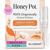 The Honey Pot Company - Multipack -100% Organic Cotton Core Tampons w/Bio Plastic Applicator - Regular & Super Absorbency - U