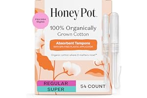 The Honey Pot Company - Multipack -100% Organic Cotton Core Tampons w/Bio Plastic Applicator - Regular & Super Absorbency - U