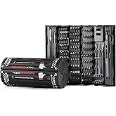 VMAN Electric Screwdriver Kit, 138 in 1 Precision Electric Screwdriver, 120 S2 Metal Magnetic Bits, LED Light, 3.7V Rated Voltage, Repair Tool Kit for Phone Watch Camera Laptop PC, Black-Red