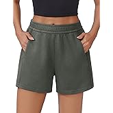 PINSPARK Athletic Sweat Shorts Women Elastic High Waisted Comfy Short Drawstring Casual Lounge Shorts with Pockets