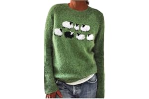 GENERIC Fair Isle Sweater Women Retro Nordic Vintage Pullover Tops 2025 Fall Loose Long Sleeve Crewneck Knit Sweaters