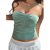 CHEZVOGUE Women's Y2K Strapless Tube Top Basic Knit Crop Top Backless Sleeveless Bandeau for 2025 Summer Outfits