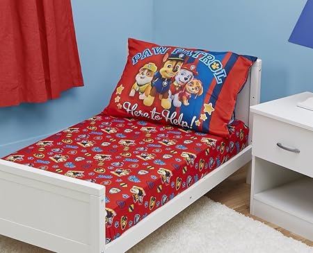 Amazon Com Paw Patrol Toddler Fitted Sheet And Pillow Case Set Red Baby