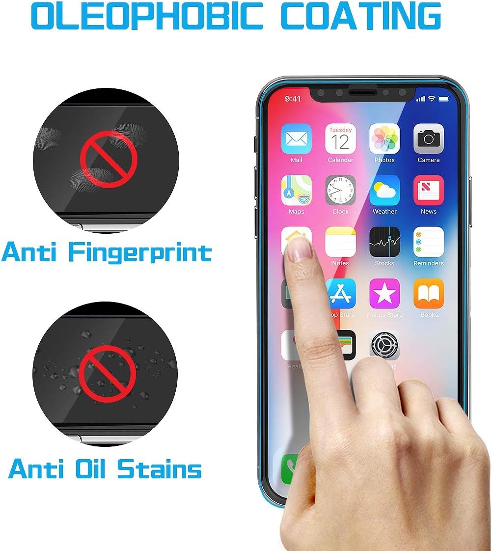 MANTO 3-Pack Screen Protector for iPhone 11 Pro and iPhone Xs X 5.8 Inch Full Coverage Tempered Glass Film Edge to Edge Protection, Black