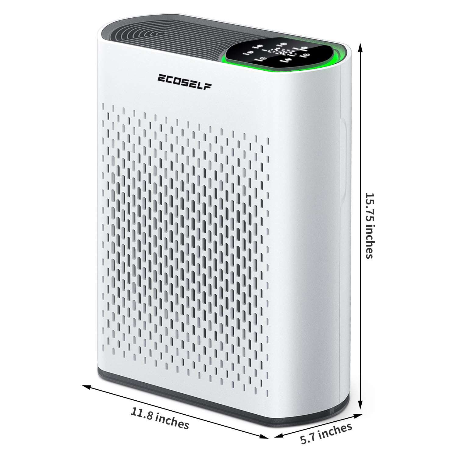 Powerful Air Purifiers for Home Large Room Up to 2400 Ft², ECOSELF HEPA Air Purifier with PM 2.5 Air Quality Display 20dB Sleep Mode, Air Purifiers for Bedroom Office Living Room HAP602 White