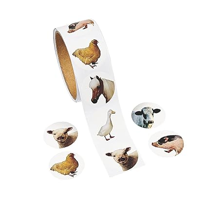 Fun Express Farm Animal Stickers Roll - 200 Stickers