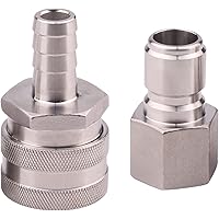 DERNORD Stainless Steel Quick Disconnect Set - Beer Brewing Connector Kit (Barb Female/FPT Male)