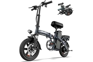 URLIFE Electric Bike for Adults, 14" Folding Electric Bike, 500W Peak Motor, 48V 375Wh Removable Battery, 15.5 MPH, 40 Miles Long Range, Mini E Bikes for Adults and Teens, UL 2849 Certification
