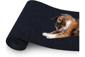 FORMYCATIE Cat Scratching Mat,Cat Scratch Furniture Protector, Trimmable Self-Adhesive Couch Protector,Carpet Replacement for Tree Shelves, Sofa and Scratching Post(78.7"x15.8",Black)